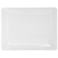 Carlisle 4441602 Palette Designer Displayware White 17 inch x 13 inch Melamine Wide Rim Rectangle Platter - 4/Case