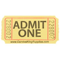 Carnival King Yellow 1-Part "Admit One" Tickets - 2000/Roll