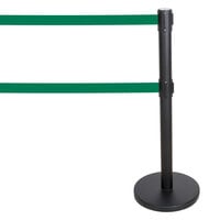 Aarco HBK-27 Black 40 inch Crowd Control / Guidance Stanchion with Dual 84 inch Green Retractable Belts