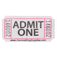 Carnival King White 1-Part Customizable "Admit One" Tickets - 2000/Roll