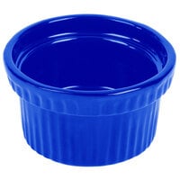 Tablecraft CW1610CBL 10.5 oz. Cobalt Blue Cast Aluminum Souffle Bowl with Ridges