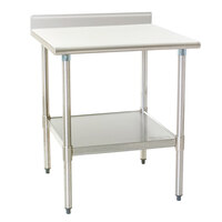 Eagle Group T2436B-BS 24 inch x 36 inch Stainless Steel Work Table with Backsplash and Galvanized Undershelf