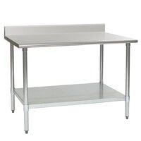 Eagle Group T3048B-BS 30 inch x 48 inch Stainless Steel Work Table with Backsplash and Galvanized Undershelf