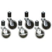 Eagle Group CA6-SB 4 inch Zinc Swivel Stem Work Table Casters with Resilient Tread - 6/Set