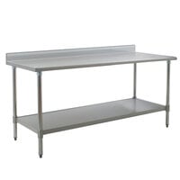 Eagle Group T3084B-BS 30 inch x 84 inch Stainless Steel Work Table with Backsplash and Galvanized Undershelf