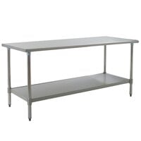 Eagle Group T3084SEB 30 inch x 84 inch Stainless Steel Deluxe Work Table with Stainless Steel Undershelf