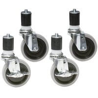 Eagle Group CA4-SB 4 inch Zinc Swivel Stem Work Table Casters with Resilient Tread - 4/Set