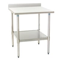 Eagle Group T3030B-BS 30 inch x 30 inch Stainless Steel Work Table with Backsplash and Galvanized Undershelf