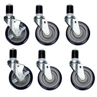 Eagle Group CAH6-SB Equivalent 5 inch Zinc Swivel Stem Work Table Casters with Resilient Tread   - 6/Set