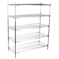 Metro 5A567C Stationary Super Erecta Adjustable 2 Series Chrome Wire Shelving Unit - 24 inch x 60 inch x 74 inch