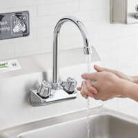 Regency Wall Mount Handsink Faucet with 6 inch Swivel Gooseneck Spout and 4 inch Centers