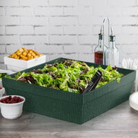 Tablecraft CW1494HGNS 24 Qt. Hunter Green with White Speckle Cast Aluminum Square Bowl