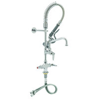 T&S MPZ-2DLV-06 EasyInstall Deck Mounted 23 13/16" High Mini Pre-Rinse Faucet with Flex Inlets, 24" Hose, 6" Add-On Faucet, Vacuum Breaker, and 6" Wall Bracket