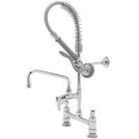 T&S MPX-8DLN-08-CR EasyInstall Deck Mounted 24 9/16" High Mini Pre-Rinse Faucet with Adjustable 8" Centers, Angled Spray Valve, 24" Hose, 8" Add-On Faucet, and 6" Wall Bracket