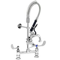 T&S MPY-8DLN-06 EasyInstall Deck Mounted 24 1/2" High Mini Pre-Rinse Faucet with Adjustable 8" Centers, Low Flow Spray Valve, 24" Hose, 6" Add-On Faucet, and 6" Wall Bracket