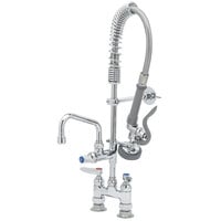 T&S MPZ-4DLN-06 EasyInstall Deck Mounted 24 5/8" High Mini Pre-Rinse Faucet with Adjustable 4" Centers, 24" Hose, 6" Add-On Faucet, and 6" Wall Bracket
