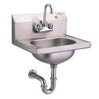 Eagle Group HSA-10-FA-MG MicroGard Hand Sink with Gooseneck Faucet, P-Trap, Tail Piece, and Basket Drain