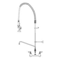 T&S PB-8WOSN14FZKZC Wall Mount Pet Grooming Faucet with 8 inch Adjustable Centers, 14 inch Add On Nozzle, EB-0107 Spray Valve, and Eterna Cartridges