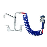 T&S PG-8WSAV-10 Wall Mount Pet Grooming Faucet with 8 inch Centers, 10 inch Add On Nozzle, Aluminum Spray Valve, 9' Coiled Hose, and Vacuum Breaker