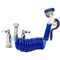 T&S PG-8DREV Deck Mount Pet Grooming Faucet with 8 inch Centers, Aluminum Spray Valve, 9' Coiled Hose, and Vacuum Breaker