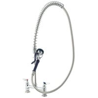 T&S PB-8DOSN00PZLXB Deck Mount Pet Grooming 29 3/4 inch High Pre-Rinse Faucet with Adjustable 8 inch Centers, 72 inch Hose, and Installation Kit