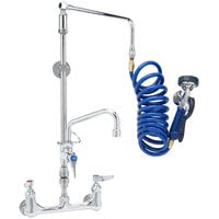 T&S PG-8WOAV-06 Wall Mount Pet Grooming Faucet with 8 inch Centers, 6 inch Add On Nozzle, Aluminum Spray Valve, 9' Coiled Hose, 6 inch Wall Bracket, Overhead Swing Assembly, and Vacuum Breaker