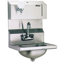 Eagle Group HSA-10-FDP-MG MicroGard Hand Sink with Gooseneck Faucet, Towel Dispenser, Soap Dispenser, and Basket Drain