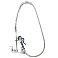 T&S P3-8WOSN00PZLUB Wall Mount Pet Grooming 29 1/2 inch High Pre-Rinse Faucet with Adjustable 8 inch Centers, Angled Spray Valve, 72 inch Hose, and Installation Kit