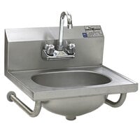 Eagle Group HSA-10-FTWS-MG MicroGard Hand Sink with Gooseneck Faucet, Basket Drain, and Tubular Wall Brackets