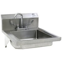 Eagle Group HSAP-14-FW Hand Sink with Gooseneck Faucet, Wrist Action Handles, Wall Brackets, and Basket Drain
