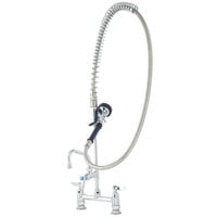 T&S PB-8DOSN06LZJQX Deck Mount Pet Grooming 37 1/4 inch High Pre-Rinse Faucet with Adjustable 8 inch Centers, 68 inch Hose, 6 inch Add-On Faucet, and Installation Kit