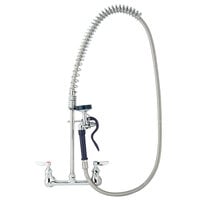 T&S PB-8WOSN00PZLUB Wall Mount Pet Grooming 30 1/2 inch High Pre-Rinse Faucet with Adjustable 8 inch Centers, 72 inch Hose, and Installation Kit