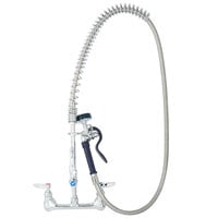 T&S PB-8WOSN06PZLUA Wall Mount Pet Grooming 30 3/4 inch High Pre-Rinse Faucet with Adjustable 8 inch Centers, 72 inch Hose, 6 inch Add-On Faucet, and Installation Kit