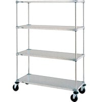 Metro Super Erecta F566EG Galvanized Mobile Solid Shelving Unit with Polyurethane Casters 24 inch x 60 inch x 68 inch