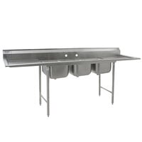 Eagle Group 314-16-3-24 Three Compartment Stainless Steel Commercial Sink with Two Drainboards - 102 inch