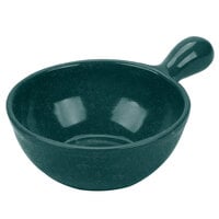 Tablecraft CW3375HGNS 18 oz. Hunter Green with White Speckle Cast Aluminum Soup Bowl with Handle