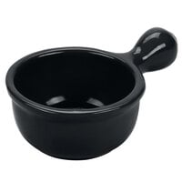 Tablecraft CW3370BK 8 oz. Black Cast Aluminum Soup Bowl with Handle