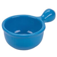 Tablecraft CW3370SBL 8 oz. Sky Blue Cast Aluminum Soup Bowl with Handle