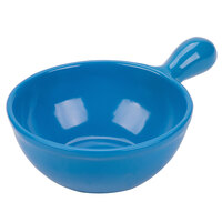 Tablecraft CW3375SBL 18 oz. Sky Blue Cast Aluminum Soup Bowl with Handle