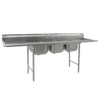 Eagle Group 314-16-3-18 Three Compartment Stainless Steel Commercial Sink with Two Drainboards - 90 inch