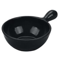 Tablecraft CW3375BK 18 oz. Black Cast Aluminum Soup Bowl with Handle