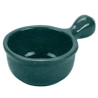 Tablecraft CW3370HGNS 8 oz. Hunter Green with White Speckle Cast Aluminum Soup Bowl with Handle