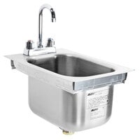 Eagle Group SR10-14-9.5-1 One Compartment Stainless Steel Drop-In Sink with Deck Mount Faucet and Gooseneck Nozzle - 10 inch x 14 inch x 9 1/2 inch Bowl