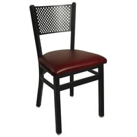 BFM Seating 2161CBUV-SB Polk Sand Black Steel Side Chair with 2" Burgundy Vinyl Seat