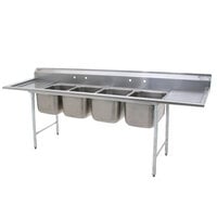 Eagle Group 414-16-4-18 Four 20 inch x 16 inch Bowl Stainless Steel Commercial Compartment Sink with Two Drainboards