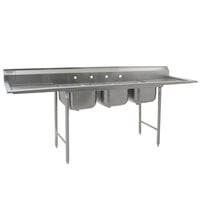 Eagle Group 414-18-3-18 Three 18 inch Bowl Stainless Steel Commercial Compartment Sink with Two 18 inch Drainboards
