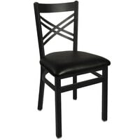 BFM Seating 2130CBLV-SB Akrin Metal Chair with 2" Black Vinyl Seat