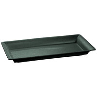 Tablecraft CW2110BKGS Black with Green Speckle 21" x 12" Cast Aluminum Large Rectangle Platter