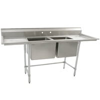 Eagle Group S16-20-2-18 Two 20 inch x 20 inch Bowl Stainless Steel Fabricated Compartment Sink with Two 18 inch Drainboards