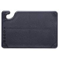 San Jamar CBG6938BK Saf-T-Grip® 9 inch x 6 inch x 3/8 inch Black Bar Size Cutting Board with Hook